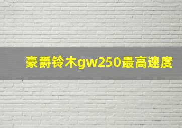 豪爵铃木gw250最高速度