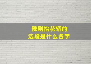 豫剧抬花轿的选段是什么名字