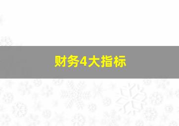 财务4大指标