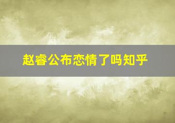 赵睿公布恋情了吗知乎