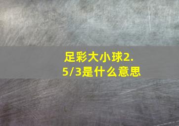 足彩大小球2.5/3是什么意思