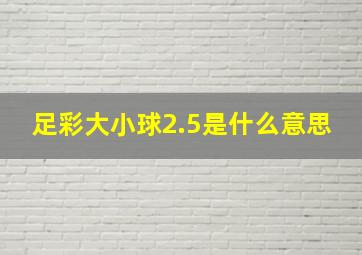 足彩大小球2.5是什么意思