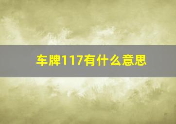 车牌117有什么意思