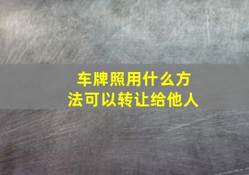 车牌照用什么方法可以转让给他人