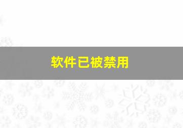 软件已被禁用