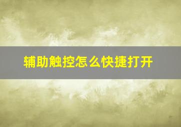 辅助触控怎么快捷打开