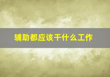 辅助都应该干什么工作