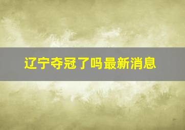 辽宁夺冠了吗最新消息