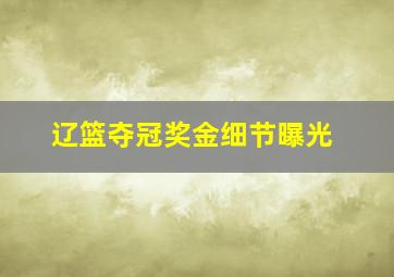 辽篮夺冠奖金细节曝光