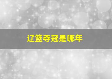 辽篮夺冠是哪年