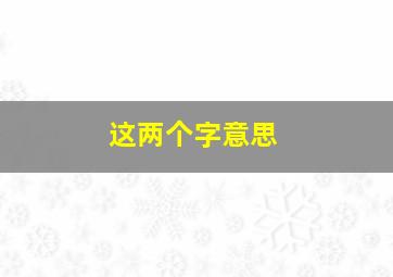 这两个字意思