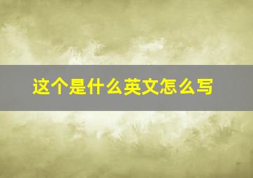 这个是什么英文怎么写