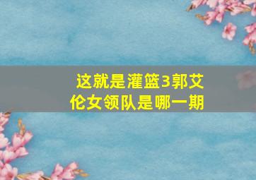 这就是灌篮3郭艾伦女领队是哪一期