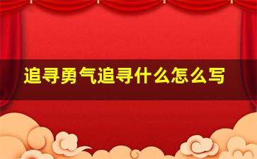 追寻勇气追寻什么怎么写