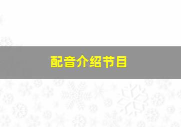 配音介绍节目