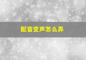 配音变声怎么弄