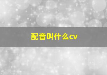 配音叫什么cv