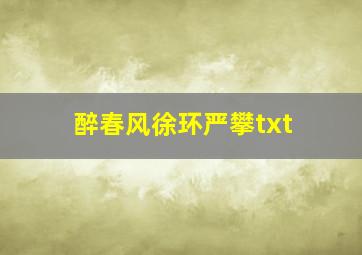 醉春风徐环严攀txt