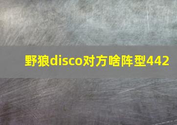 野狼disco对方啥阵型442