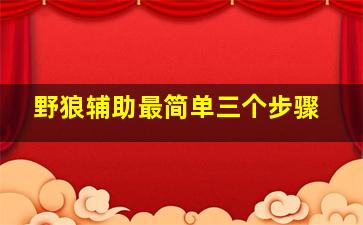 野狼辅助最简单三个步骤