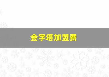 金字塔加盟费