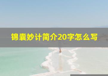 锦囊妙计简介20字怎么写