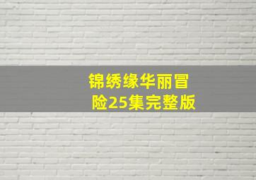 锦绣缘华丽冒险25集完整版