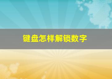 键盘怎样解锁数字