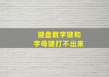 键盘数字键和字母键打不出来