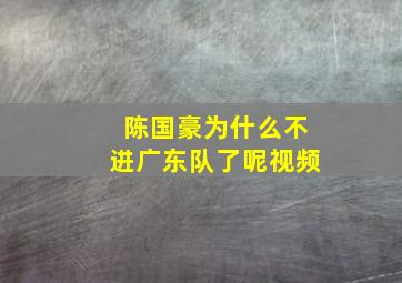 陈国豪为什么不进广东队了呢视频