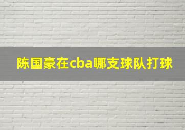 陈国豪在cba哪支球队打球