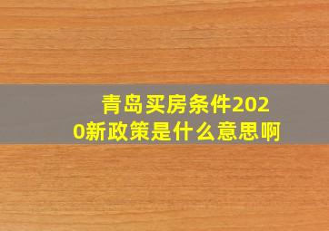 青岛买房条件2020新政策是什么意思啊