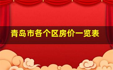 青岛市各个区房价一览表