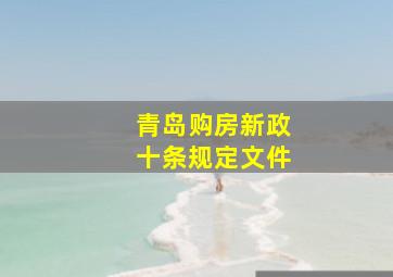 青岛购房新政十条规定文件