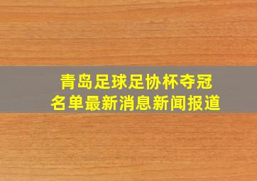 青岛足球足协杯夺冠名单最新消息新闻报道