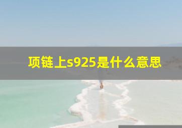 项链上s925是什么意思