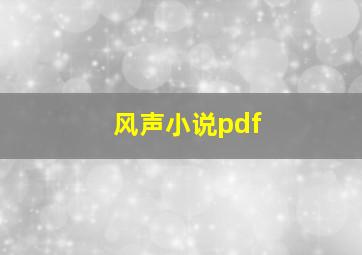 风声小说pdf