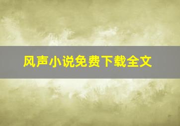 风声小说免费下载全文