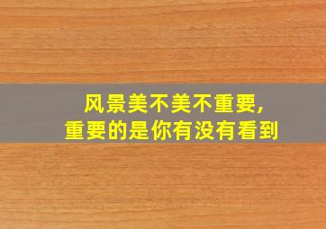 风景美不美不重要,重要的是你有没有看到