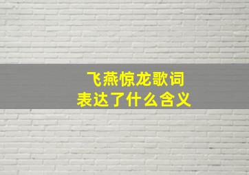 飞燕惊龙歌词表达了什么含义