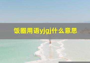 饭圈用语yjgj什么意思