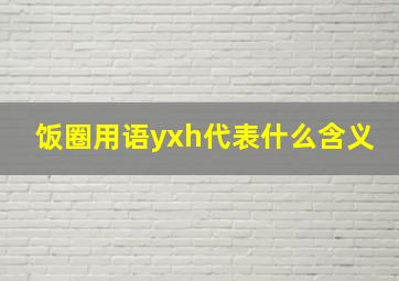 饭圈用语yxh代表什么含义