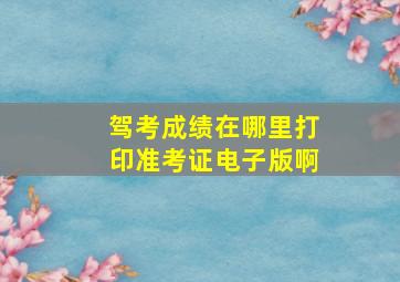 驾考成绩在哪里打印准考证电子版啊