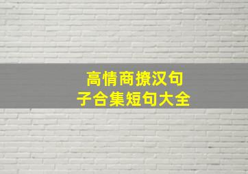 高情商撩汉句子合集短句大全