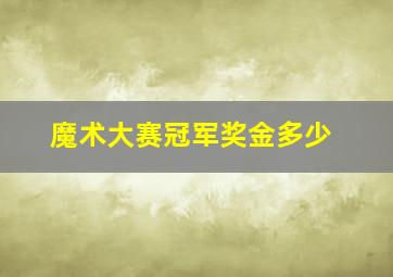 魔术大赛冠军奖金多少