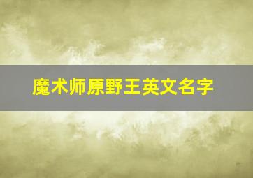 魔术师原野王英文名字