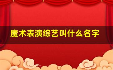 魔术表演综艺叫什么名字