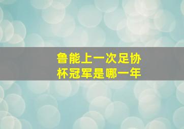 鲁能上一次足协杯冠军是哪一年