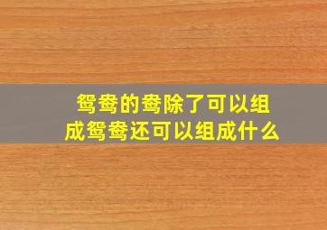 鸳鸯的鸯除了可以组成鸳鸯还可以组成什么