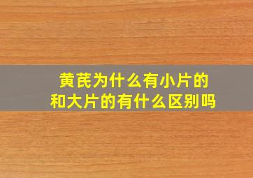 黄芪为什么有小片的和大片的有什么区别吗